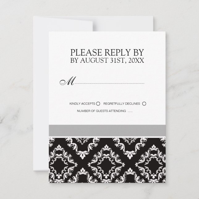 Black and White Wedding Invitation RSVP Cards (Front)