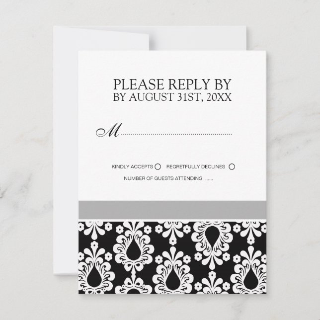 Black and White Wedding Invitation RSVP Cards (Front)