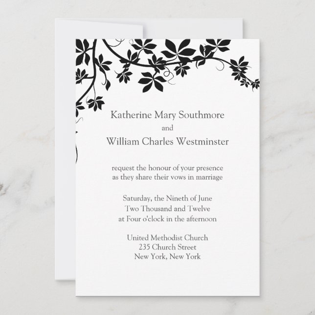 Black And White Wedding Invitations (Front)