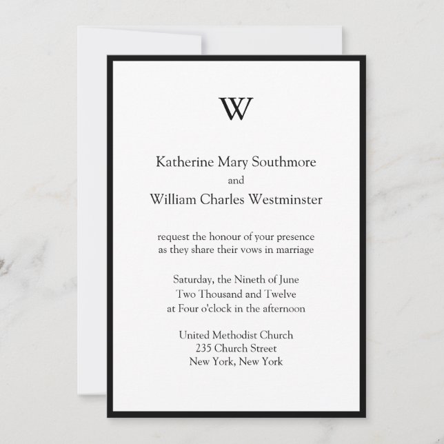 Black And White Wedding Invitations (Front)