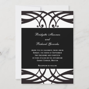 Black and White Wedding Invitations Art Deco