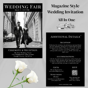 Black and White Wedding Magazine Cover  Invitation
