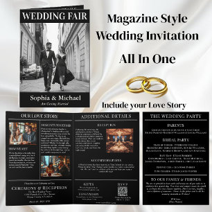 Black and White Wedding Magazine Cover Invitation