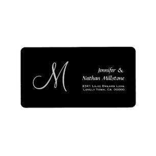 Black and White Wedding Monogram Label