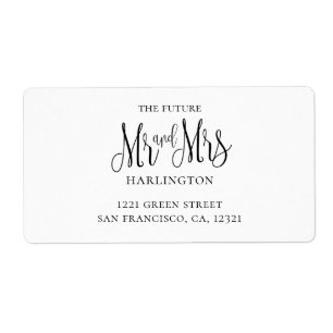 Black and white wedding. Mr and mrs modern address