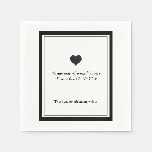 Black and White Wedding Napkin (Front)