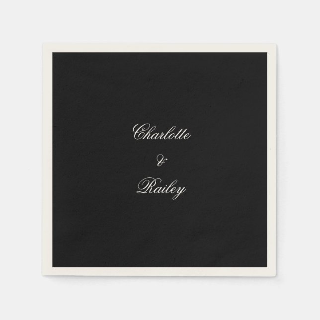 Black and White Wedding Napkin (Front)