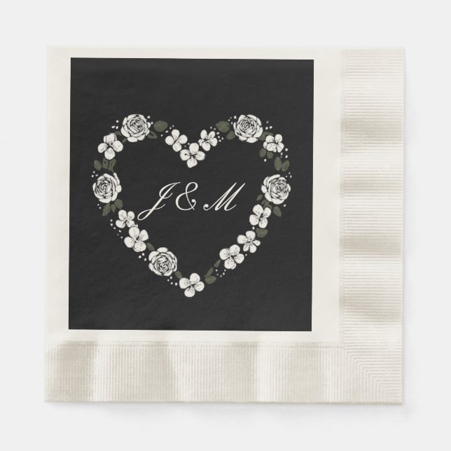 Black and White Wedding Napkins (Front)