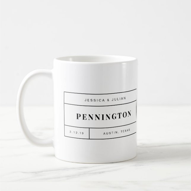 Black and White Wedding or Anniversary Gift Coffee Mug (Left)