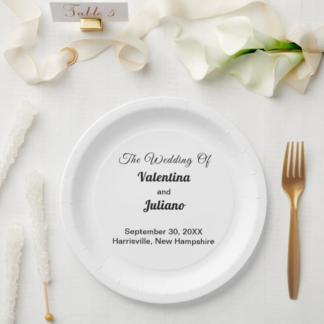Black and White Wedding Paper Plates (Wedding)