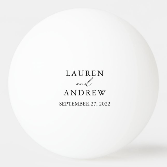 Black and White Wedding Personalised Ping Pong Ball (Front)