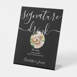 Black And White Wedding Pet Signature Drink Pedestal Sign