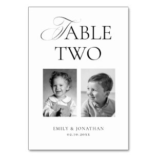 Black and White Wedding Photo Bride and Groom Table Number