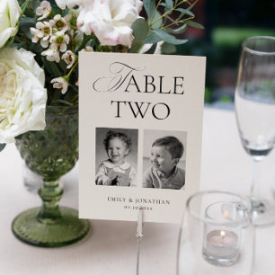 Black and White Wedding Photo Bride and Groom Table Number