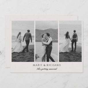 Black and white wedding photo collage minimalist invitation