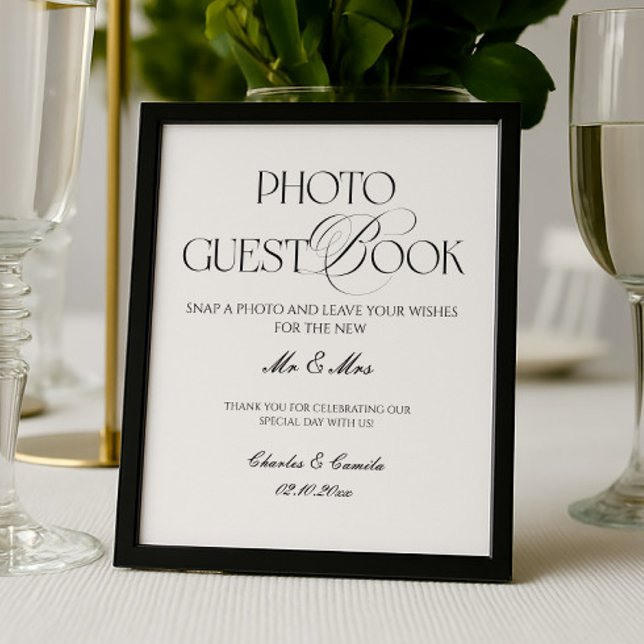 Black and White Wedding Photo Guest Book Poster (Creator Uploaded)