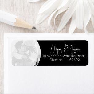 Black and White Wedding Photo Return Address
