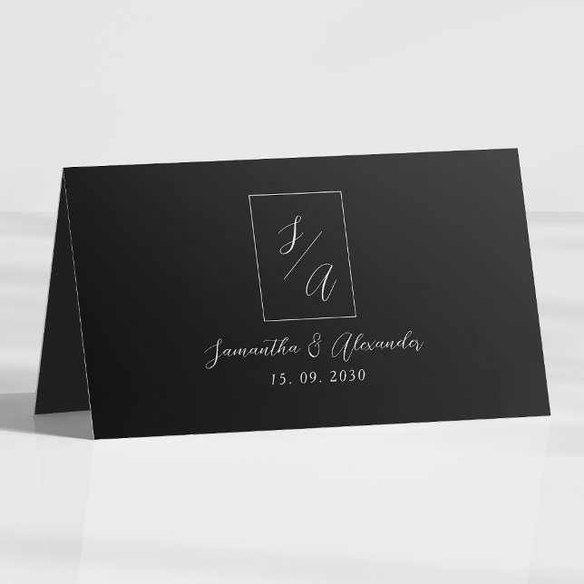 Black and White Wedding Place Card (Creator Uploaded)