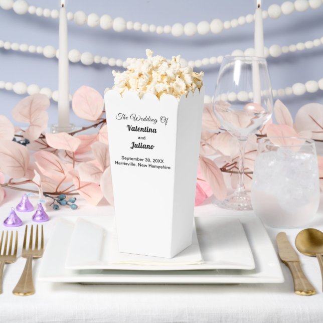 Black and White Wedding Popcorn Favor Box (Wedding)