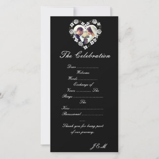 Black and White Wedding Program & Celebration Itin Holiday Card