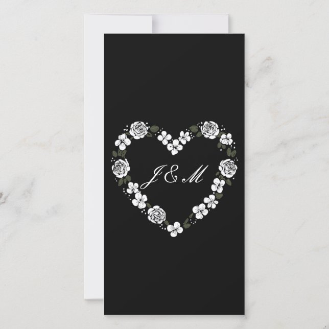 Black and White Wedding Program   Holiday Card (Back)