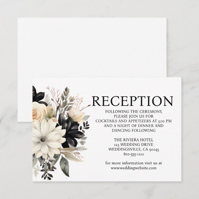 Black and White Wedding Reception Enclosure Card (Front/Back)