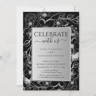 Black and White Wedding Reception Invitation