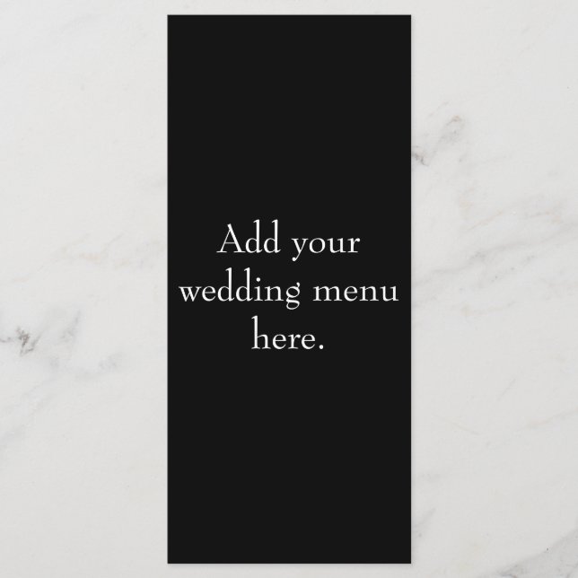 Black and White Wedding Reception Menu Cards (Front)