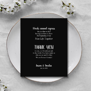 Black and White Wedding Reception Plate Thank You Card