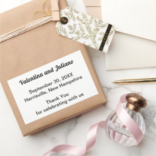 Black and White Wedding Rectangle Favour Sticker
