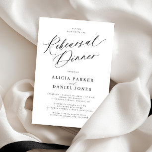 Black and white wedding rehearsal dinner invitation