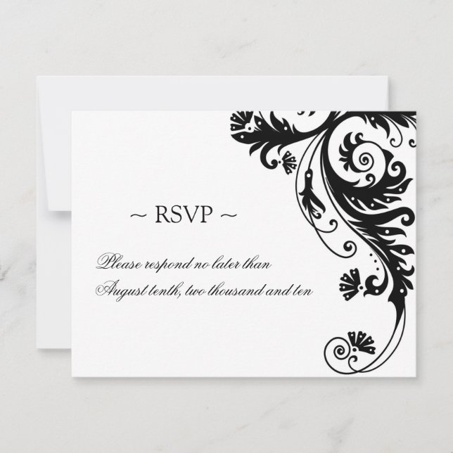 Black and White Wedding Reply Cards (Front)