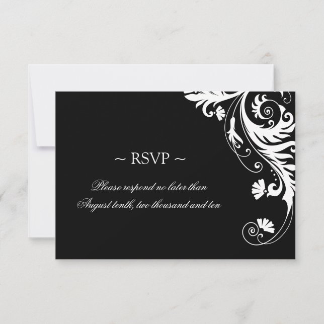Black and White Wedding Reply Cards (Front)