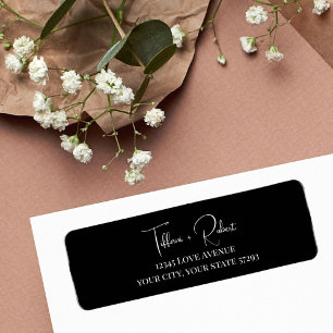 Black and White Wedding Return Address