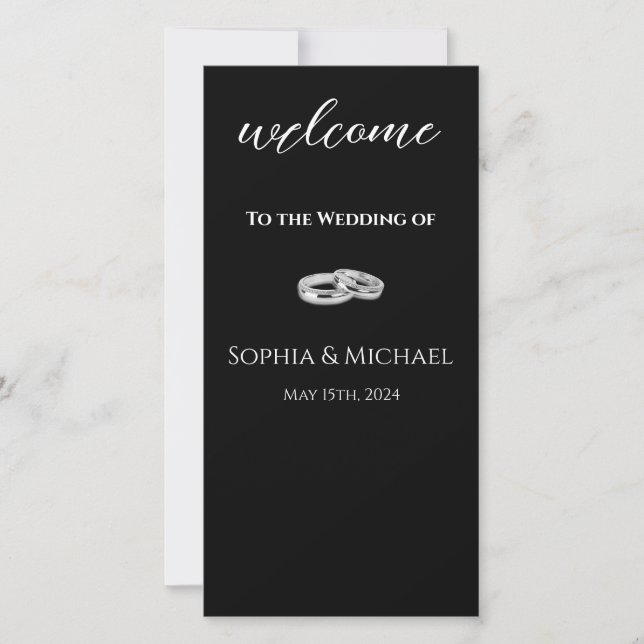 Black and White-Wedding Rings-Wedding Program- (Front)