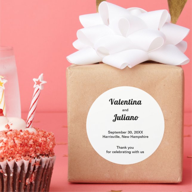 Black and White Wedding Round Favor Sticker (Party)