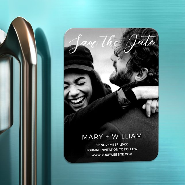 Black and white wedding save the date photo magnet (Creator Uploaded)