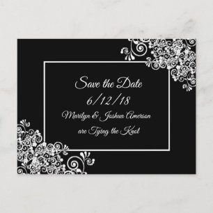 Black and White Wedding Save the Date Postcards