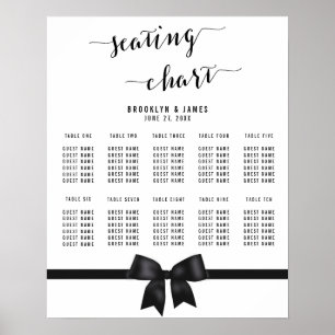 Black And White Wedding Seating Chart Poster 16x20
