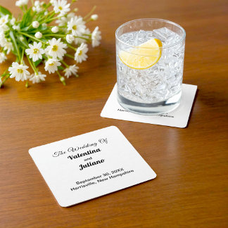 Black and White Wedding Square Coaster