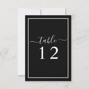 Black and White Wedding Table Number Card
