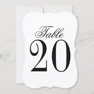Black and White Wedding Table Number Card