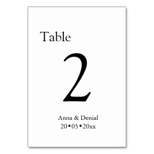 Black and White Wedding table Numbers cards