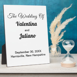 Black and White Wedding Tabletop Plaque With Easel
