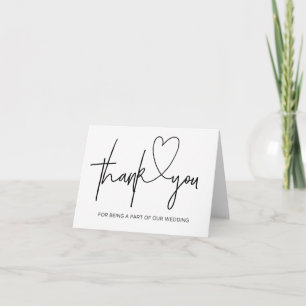 Black and White Wedding Thank You Card Heart