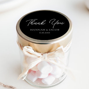 Black and White Wedding Thank You Favour Sticker