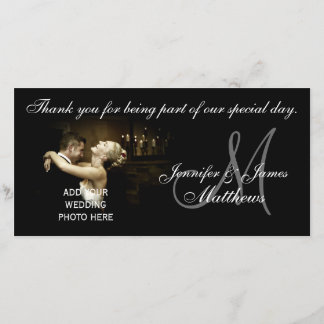 Black and White Wedding Thank You Monogram Card