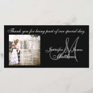 Black and White Wedding Thank You Monogram Cards