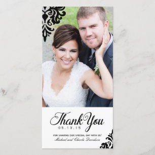 Black and White Wedding Thank You Photo Card (4x8)
