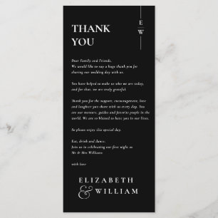 Black And White Wedding Thank You Place Card